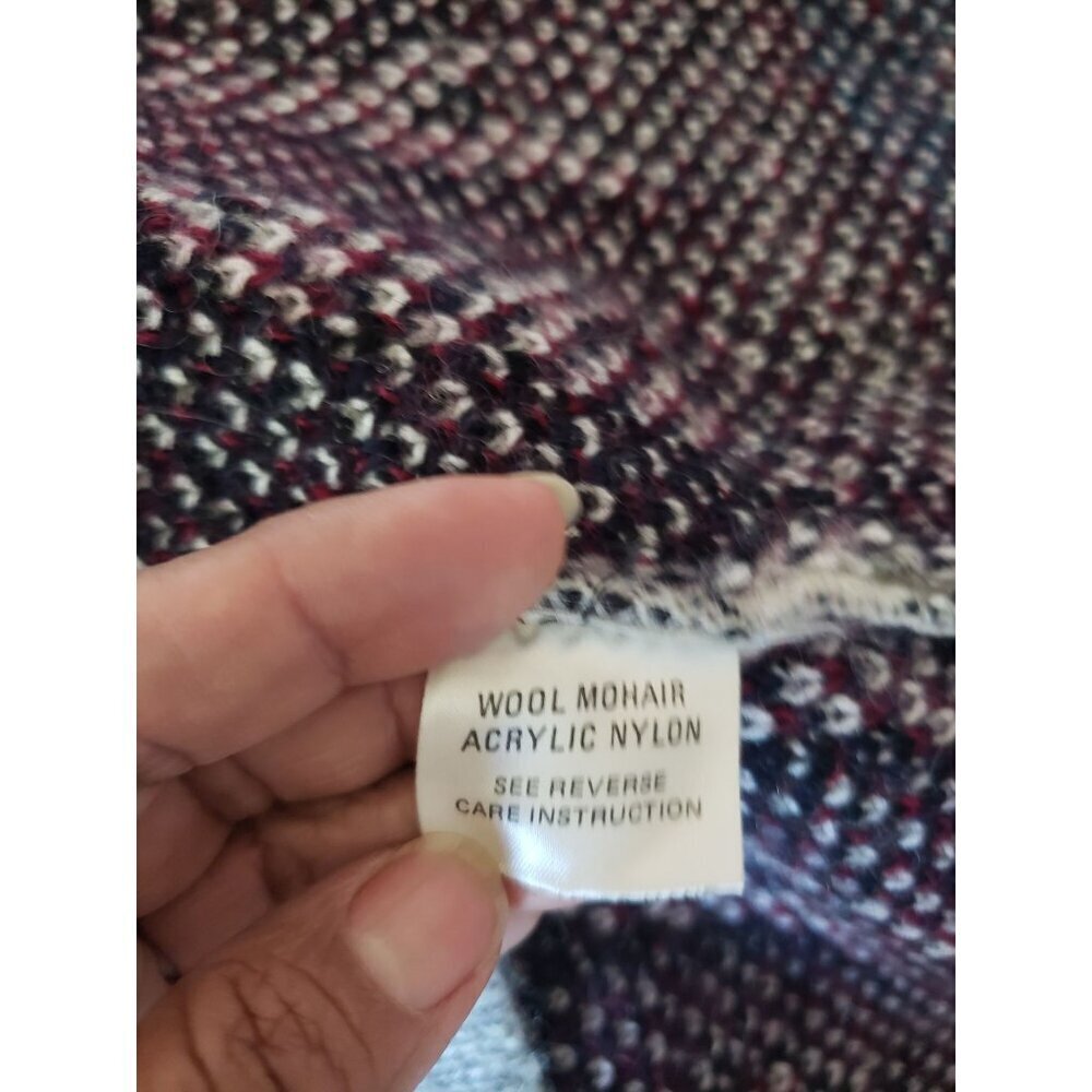 Gioia Donna Vtg Wool Mohair Blend Long Cardigan With Nordic Pattern Gray Medium - Picture 10 of 10